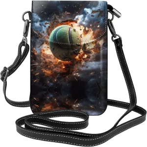 women leather Cell Phone Purse Lightning Fever Tennis pattern Multifunction,Soft, durable,Convenient for daily use and travel, Black, One Size