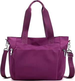 Women Nylon Tote Bag Multi-function Shoulder Bag Multiple Pockets Purse Handbag Lightweight Travel Messenger Bag