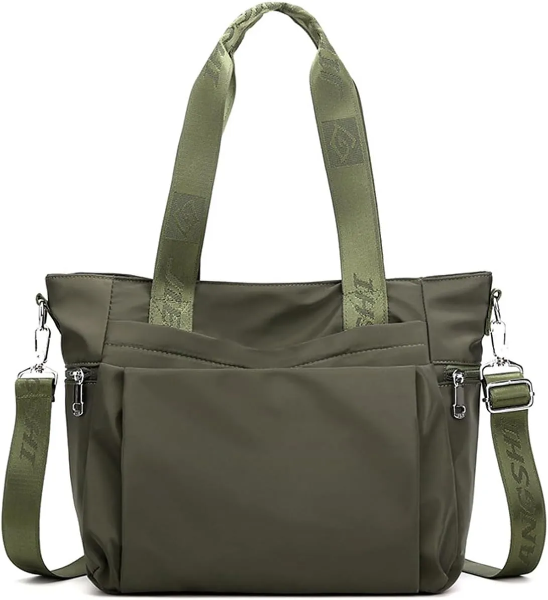 Women Nylon Tote Bag Multi-function Shoulder Bag Multiple Pockets Purse Handbag Lightweight Travel Messenger Bag