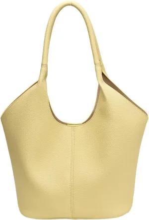 Women PU Tote Bag Simple Shoulder Purse Large Capacity Vegan Leather Bucket Bag Solid Color Fashion Shoulder Bag Out
