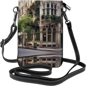 women Small Cell Phone Purse Architecture in Downtown Chicago Prints Soft, durable and waterproof PU leather Convenient for daily use and travel