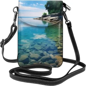 women Small Cell Phone Purse Beautiful view of Lake Erie picture Soft, durable and waterproof PU leather Convenient for daily use and travel