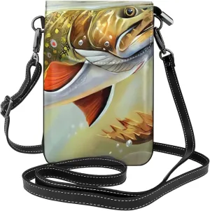 women Small Cell Phone Purse Brook Trout Fly Fishing Prints Soft, durable and waterproof PU leather Convenient for daily use and travel