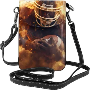 women Small Cell Phone Purse Flaming American Football pattern : Multifunction,Soft, durable,Convenient for daily use and travel Black