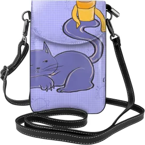 women Small Cell Phone Purse Sunflower seeds and cats pattern : Multifunction,Soft, durable,Convenient for daily use and travel