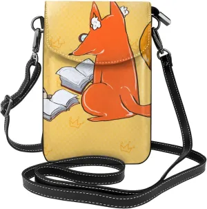 women Small Cell Phone Purse Sunflower seeds and foxes pattern : Multifunction,Soft, durable,Convenient for daily use and travel, Black, One Size