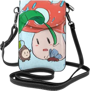 women Small Cell Phone Purse Sunflower seeds and mushroom pattern : Multifunction,Soft, durable,Convenient for daily use and travel, Black, One Size
