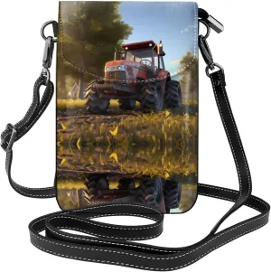 women Small Cell Phone Purse Tractor Agriculture Tranquil Prints Soft, durable and waterproof PU leather Convenient for daily use and travel