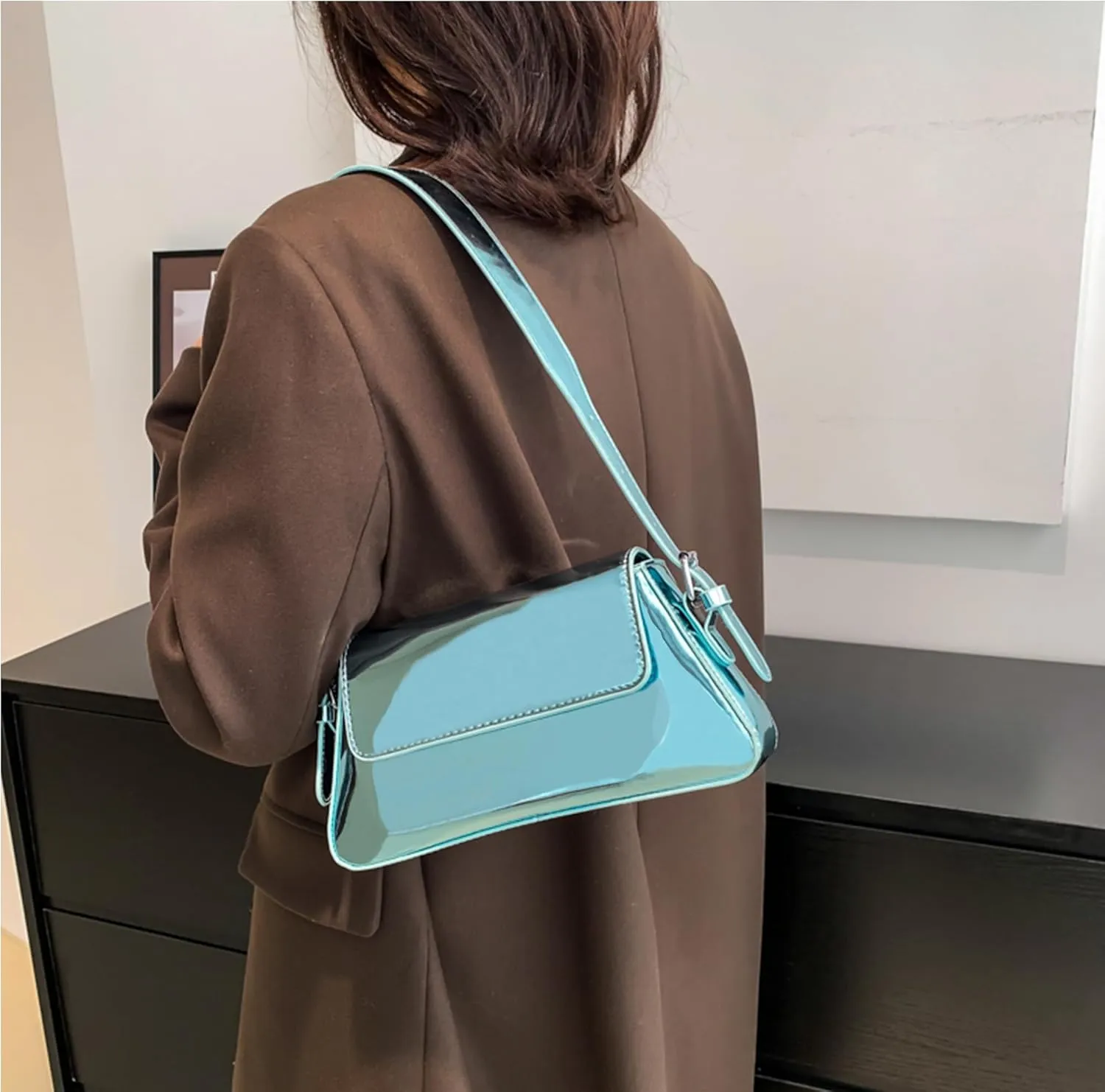 Women Small Shoulder Bag Cute Hobo Tote Handbag Evening Clutch Bag Y2k Sparkly Silver Purse for Party Prom Wedding