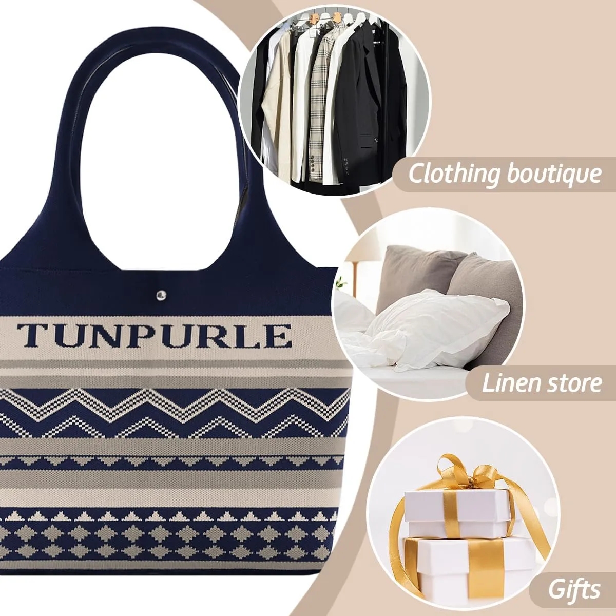 Women Tote Bag Lightweight Top Handle Bag Washable Shoulder Tote Handbag With Snap