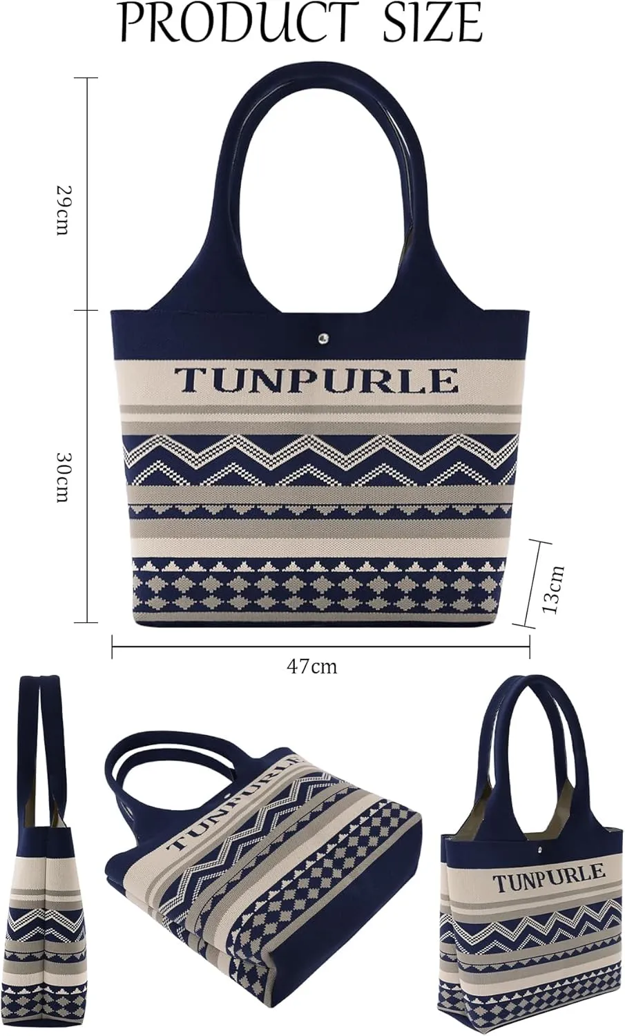 Women Tote Bag Lightweight Top Handle Bag Washable Shoulder Tote Handbag With Snap