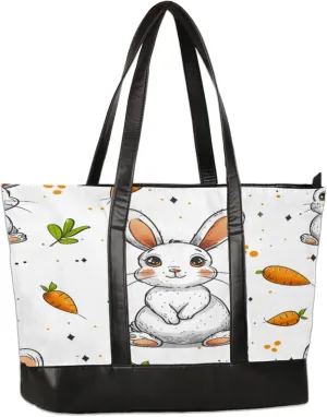 Women Tote Bag with Zipper, Shopper Handbag Travel Purse, PU Leather Laptop Tote Bags, Weekender Bags