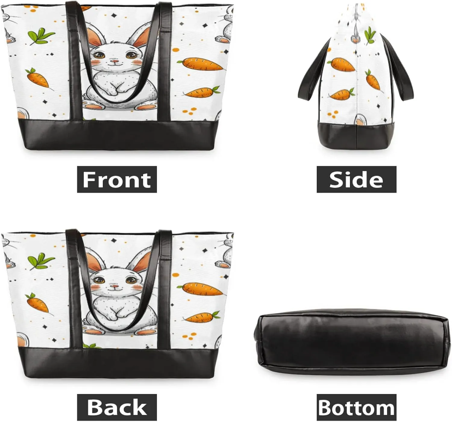 Women Tote Bag with Zipper, Shopper Handbag Travel Purse, PU Leather Laptop Tote Bags, Weekender Bags