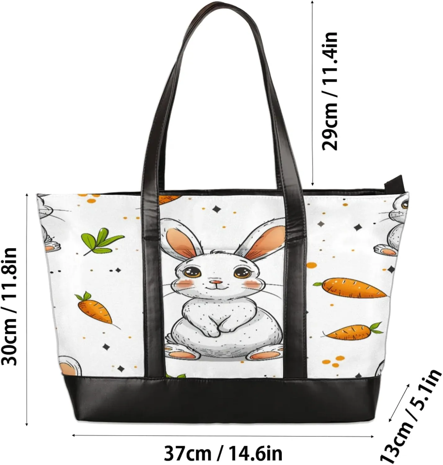 Women Tote Bag with Zipper, Shopper Handbag Travel Purse, PU Leather Laptop Tote Bags, Weekender Bags