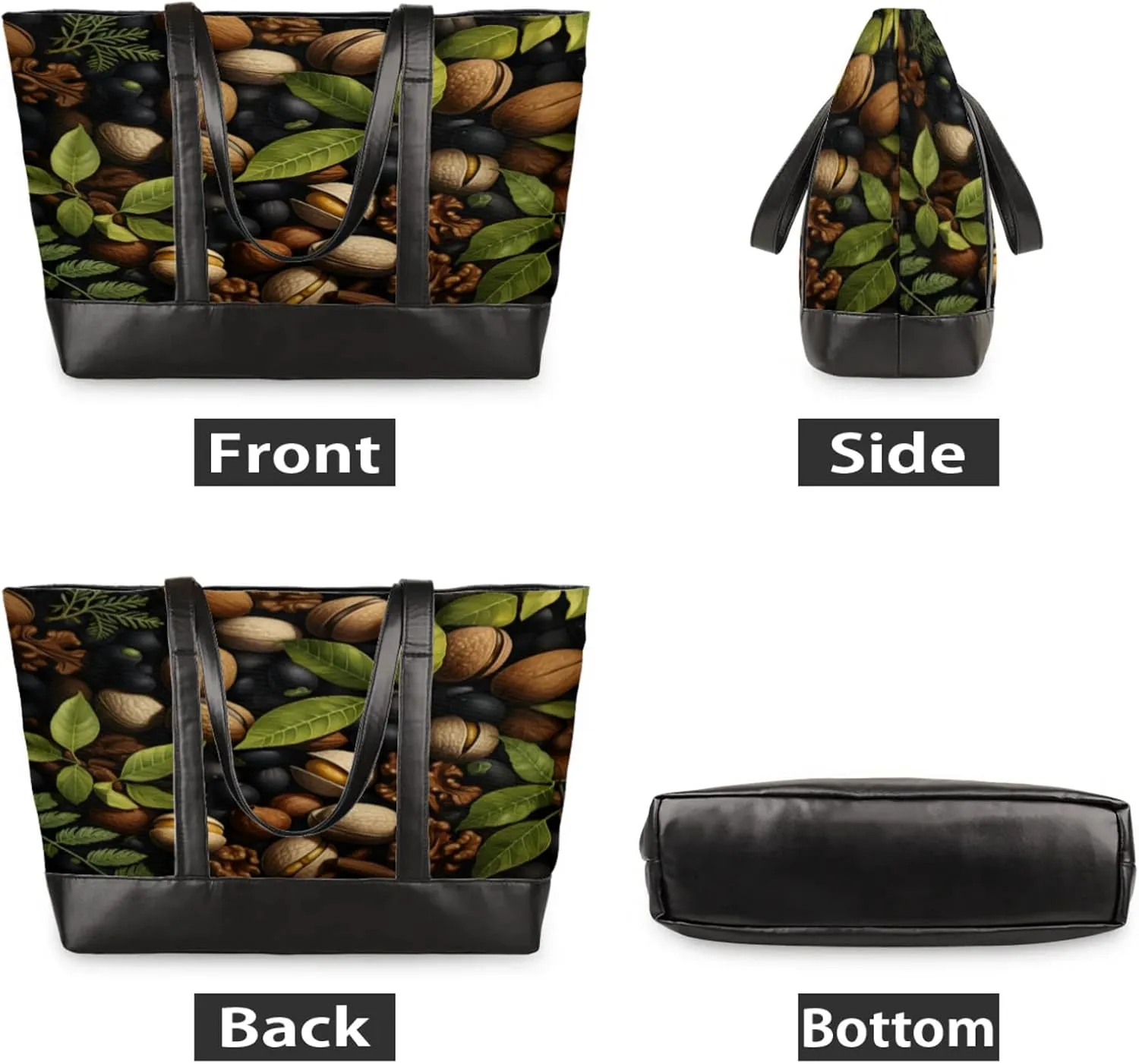 Women Tote Bag with Zipper, Shopper Handbag Travel Purse, PU Leather Laptop Tote Bags, Weekender Tote Bags