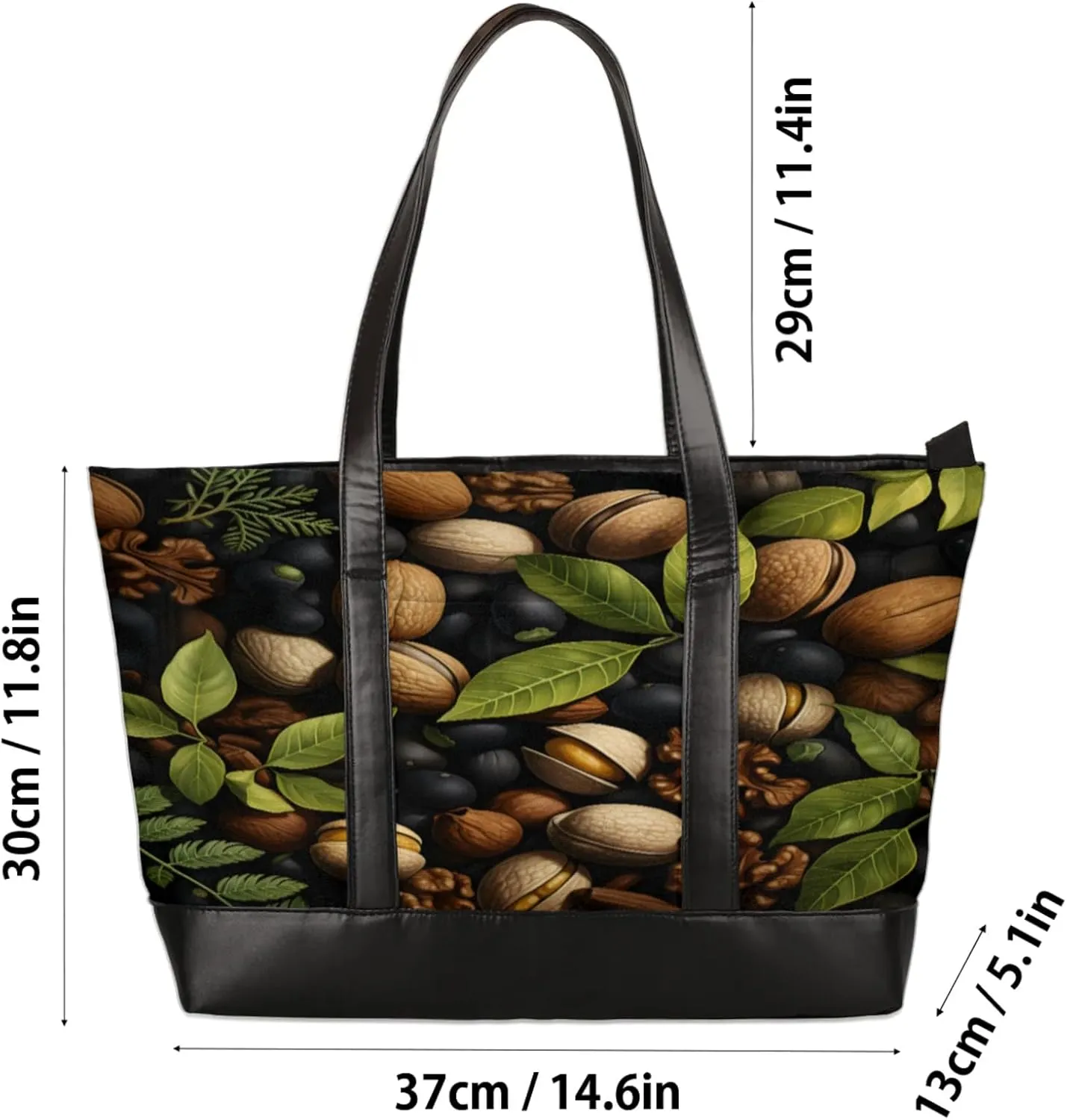 Women Tote Bag with Zipper, Shopper Handbag Travel Purse, PU Leather Laptop Tote Bags, Weekender Tote Bags