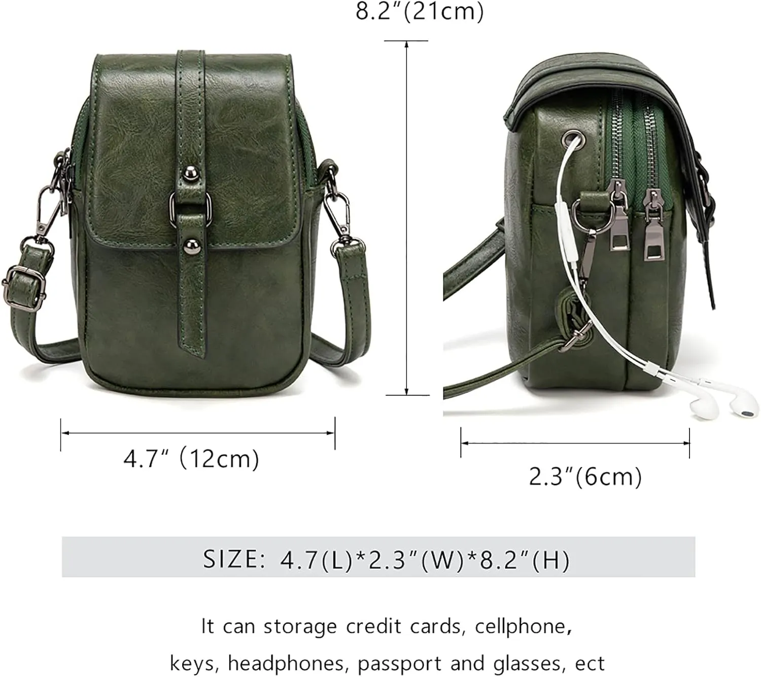 Women Vintage Crossbody Phone Bag Small Messenger Shoulder Bag Handbag Wallet Purse with Earphone Hole
