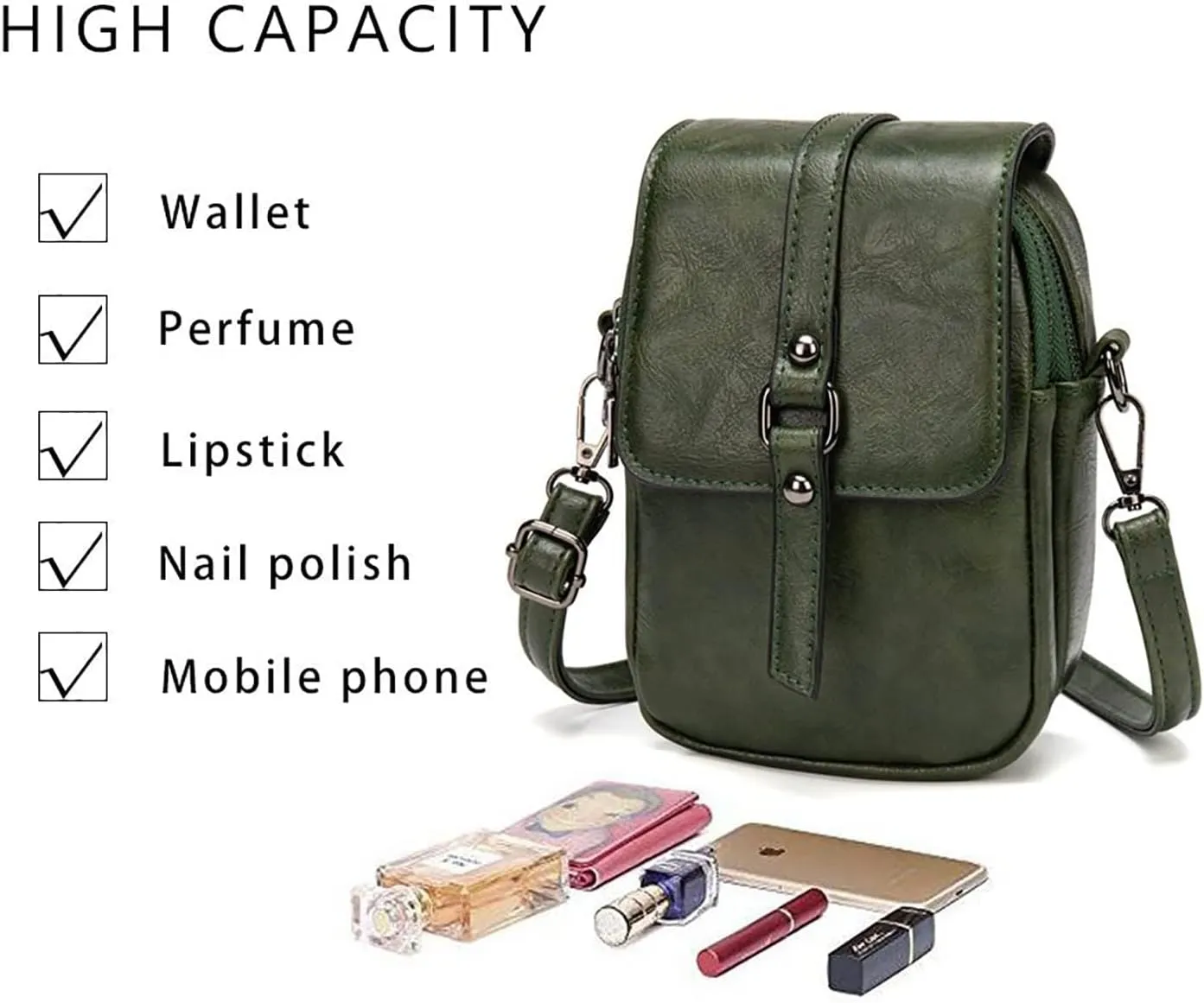Women Vintage Crossbody Phone Bag Small Messenger Shoulder Bag Handbag Wallet Purse with Earphone Hole