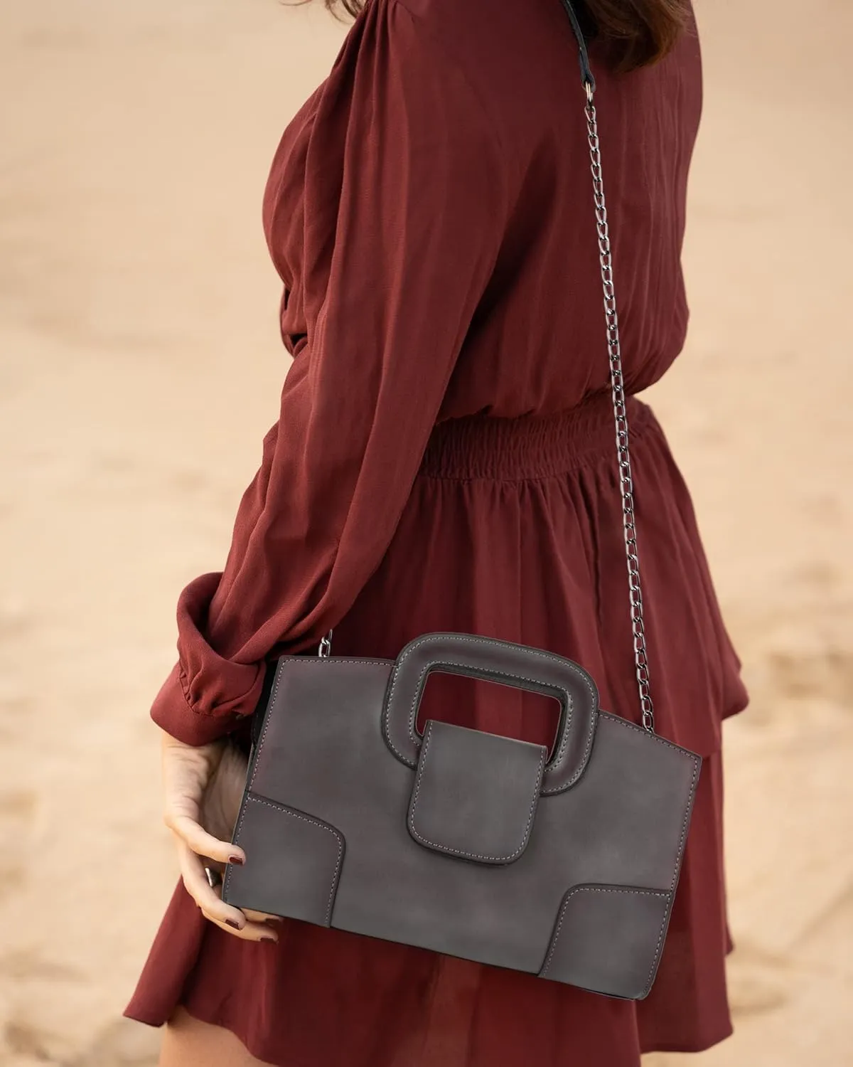Women Vintage Flap Tote Top Handle Satchel Handbags PU Leather Clutch Purse Casual Messenger Chain Shoulder Crossbody Brown