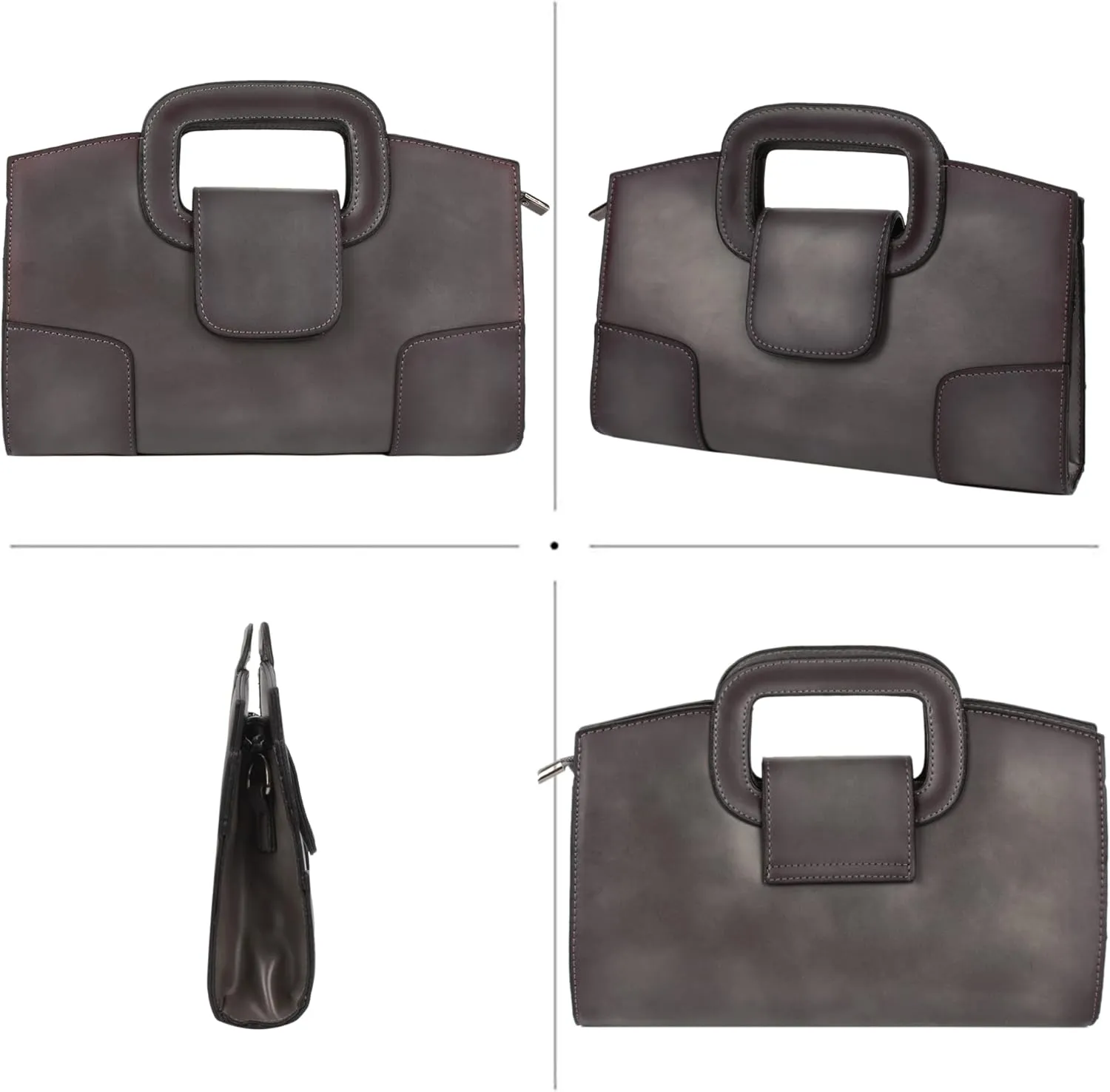 Women Vintage Flap Tote Top Handle Satchel Handbags PU Leather Clutch Purse Casual Messenger Chain Shoulder Crossbody Brown