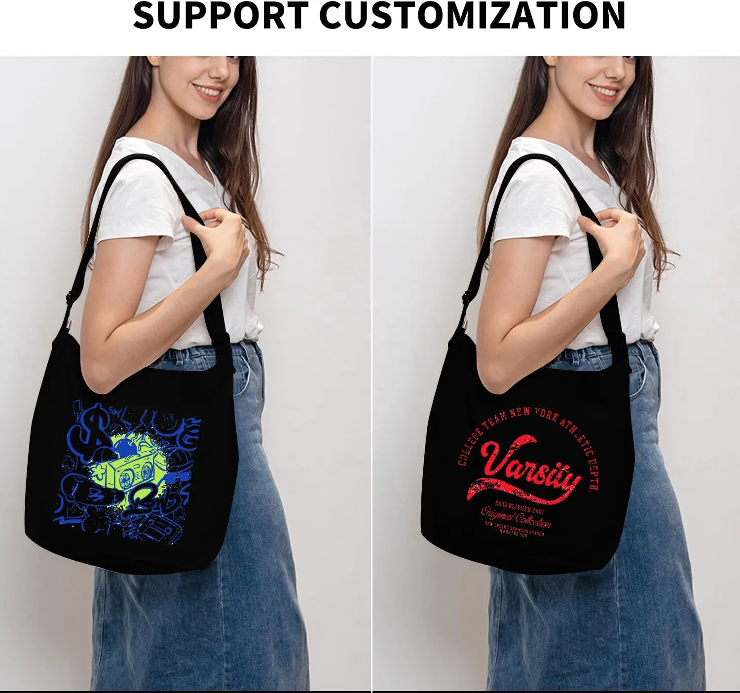 Women's blank large Size Canvas Crossbody Tote Handbags Shoulder Bag