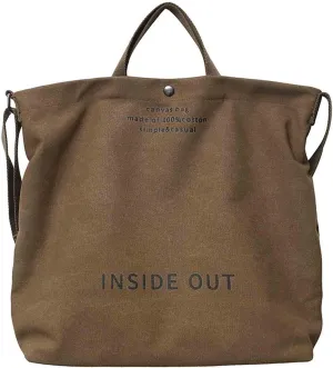 Women's Canvas Tote Shoulder Bag - Large Fashion Retro Letter Handbag