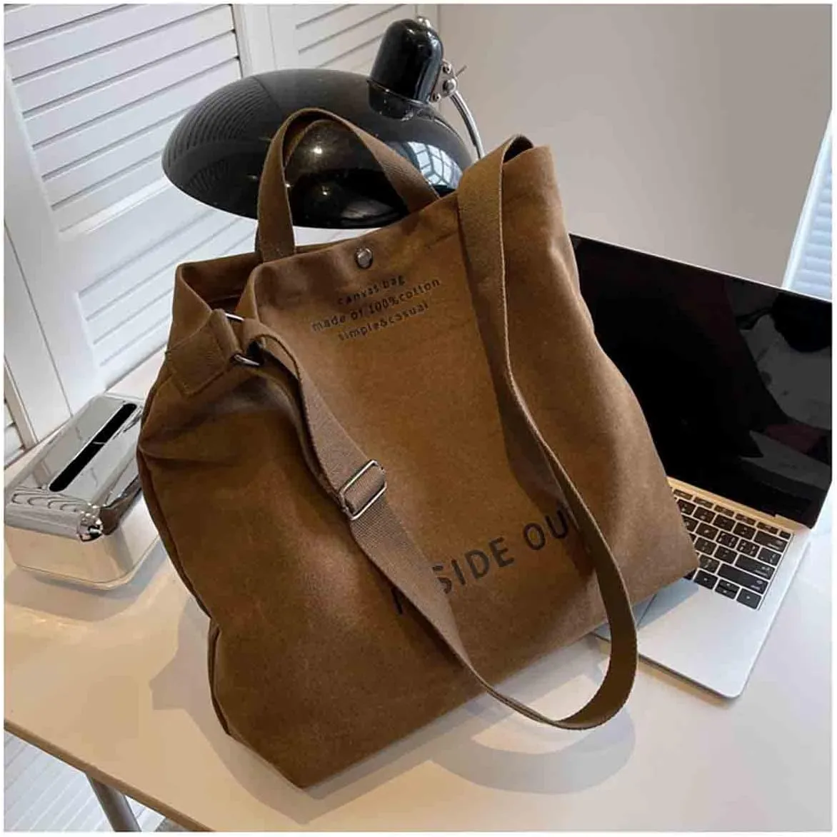 Women's Canvas Tote Shoulder Bag - Large Fashion Retro Letter Handbag
