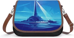 Women's Handbag Lighthouse Landscape Satchel Bag Leather Crossbody Bag Waterproof Messenger Bag