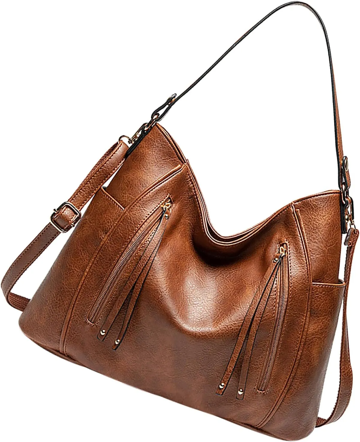 Women's Large Capacity Handbag, Stylish PU Shoulder Messenger Bag, Multi Pockets for Daily Travel