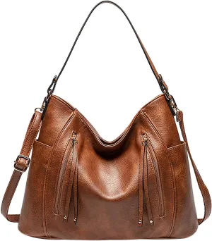 Women's Large Capacity Handbag, Stylish PU Shoulder Messenger Bag, Multi Pockets for Daily Travel