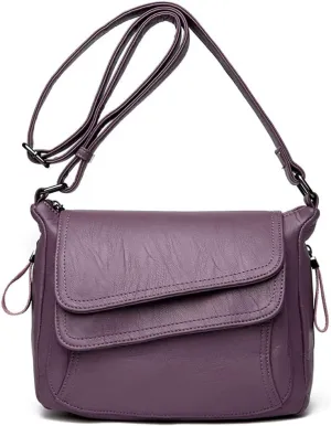 Women's Shoulder Bag Multi Pockets Crossbody Purse Leather Flapover Messenger Satchel Designer Travel Work Handbag
