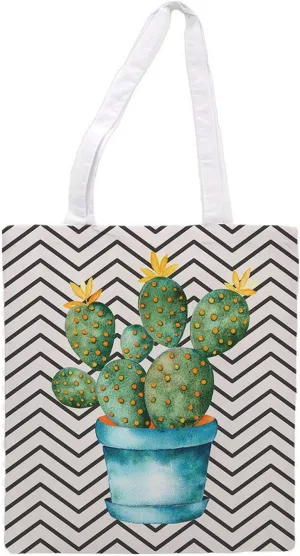 Womens Tote Bag - Cactus Edition Stripes - Sports Gym Lunch Yoga Shopping Travel Bag Washable - 1.47X0.98 Ft - White