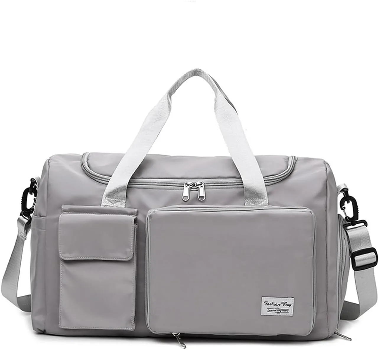 Womens Travel Bag Duffel Bag, Lightweight Double Shoulder Strap&Capacity Sports Tote Gym Bag,Weekender Overnight Bag with Wet Pocket for Women (Grey)