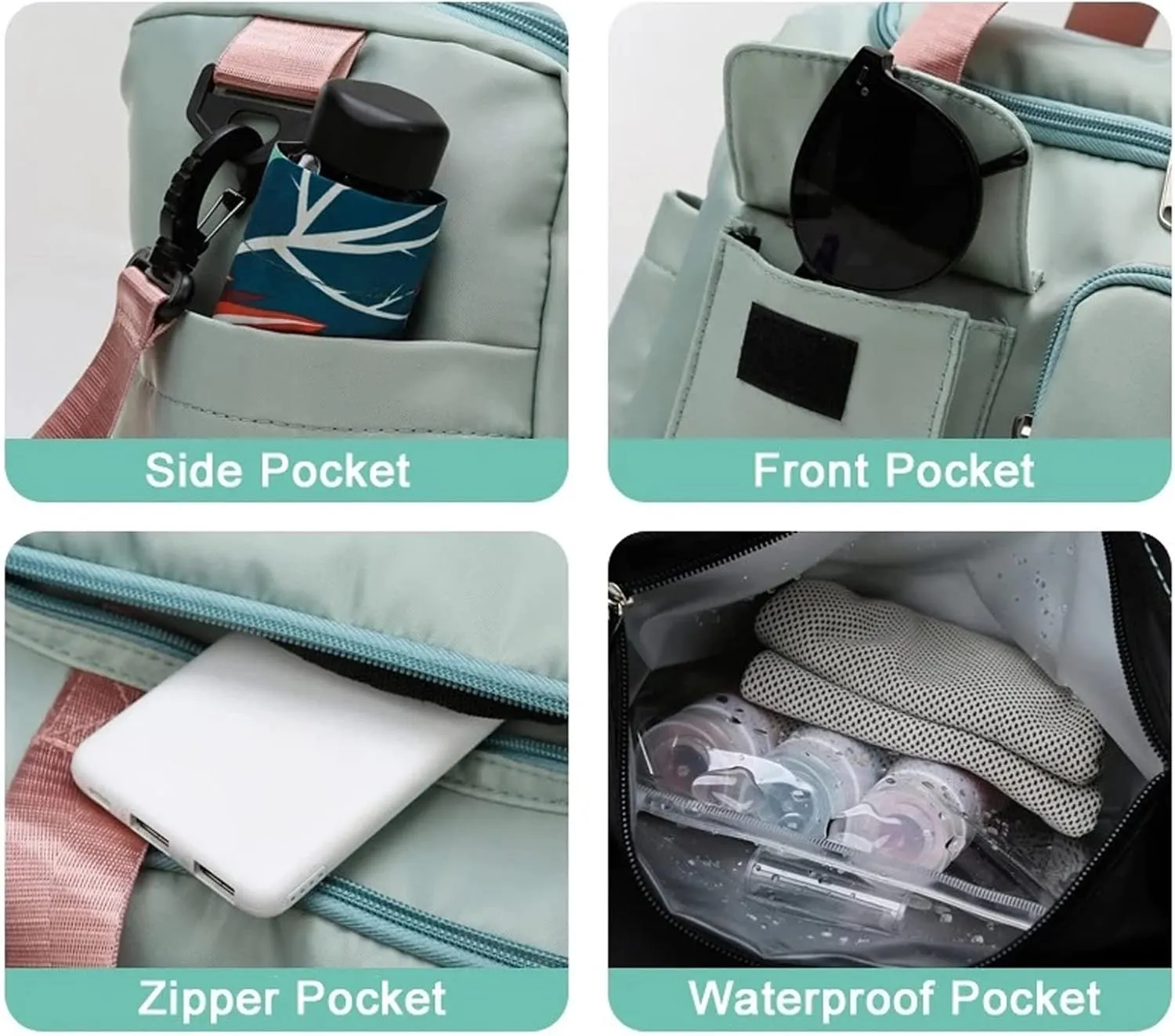Womens Travel Bag Duffel Bag, Lightweight Double Shoulder Strap&Capacity Sports Tote Gym Bag,Weekender Overnight Bag with Wet Pocket for Women (Grey)