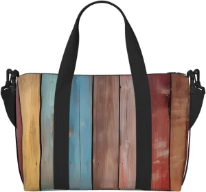 Wooden Wall Texture Travel Bag, Color Barn Weekender Overnight Bag, Shoulder Travel Duffel Bag Carry On Gym Bag for Women Men