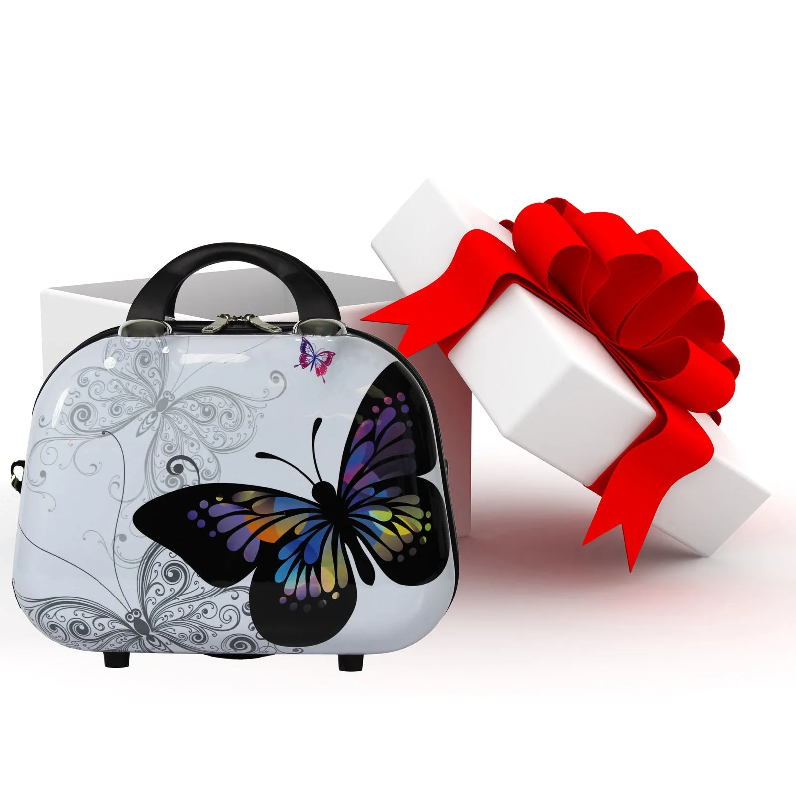 World Traveler Butterfly 13-Inch Hardside Cosmetic Case Shoulder Tote