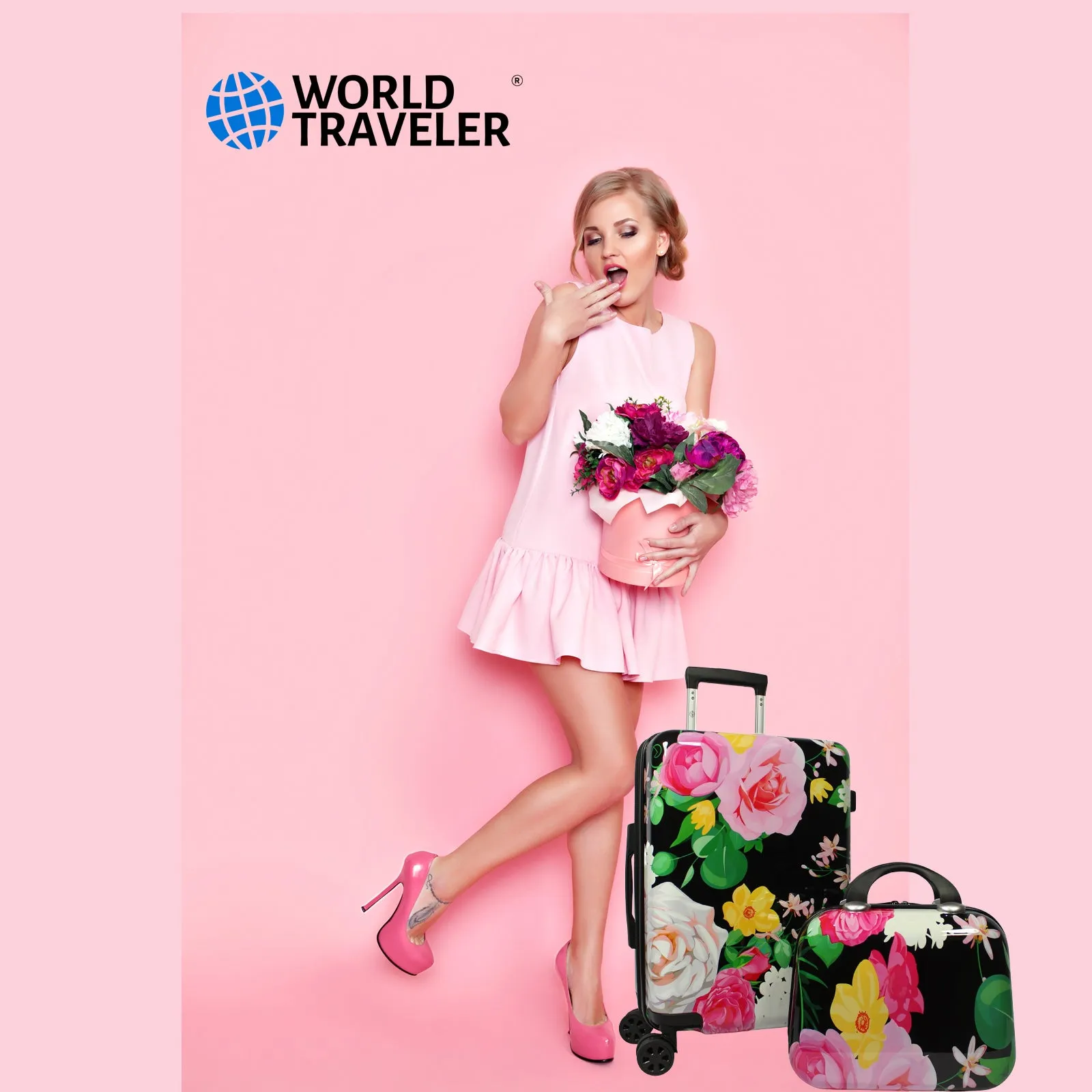 World Traveler Seasons 2-Piece Hardside Carry-On Spinner Luggage Set