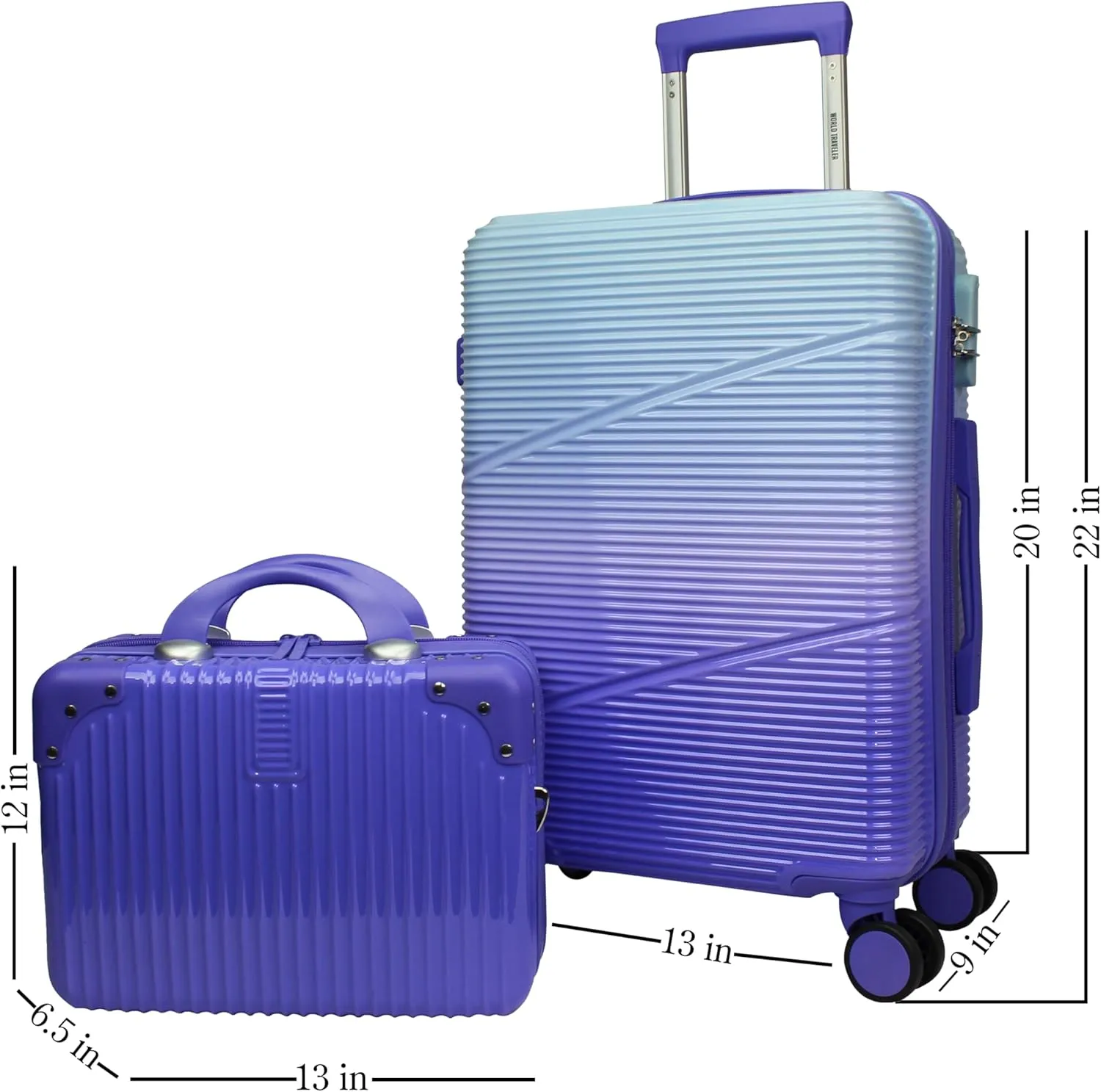 World Traveler Women's Highways 2-Piece Hardside Carry-On Spinner Luggage Set, Lavender, One_Size