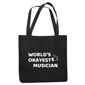 Worlds okayest Musician for Music Band Songwriter Instrument Player Navy Black Multicolor Canvas Tote Bag