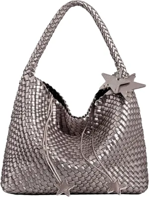 Woven Tote Bag for Women, Shoulder Handbags, Beach Hobo, Handwoven Satchel Underarm Bag, Top-Handle Bag With Purses