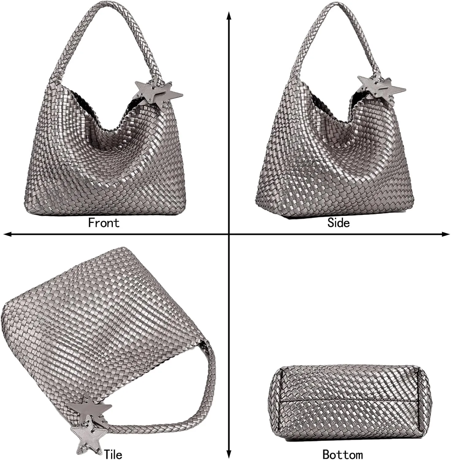 Woven Tote Bag for Women, Shoulder Handbags, Beach Hobo, Handwoven Satchel Underarm Bag, Top-Handle Bag With Purses