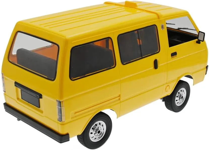 WPL D42 RC Car Van, 1/10 Scale 2.4G Remote Control All-Terrain 4WD RC Drift Truck with LED Lights Full Simulation Crawler for Adult Hobbyists – Yellow / 3 Battery
