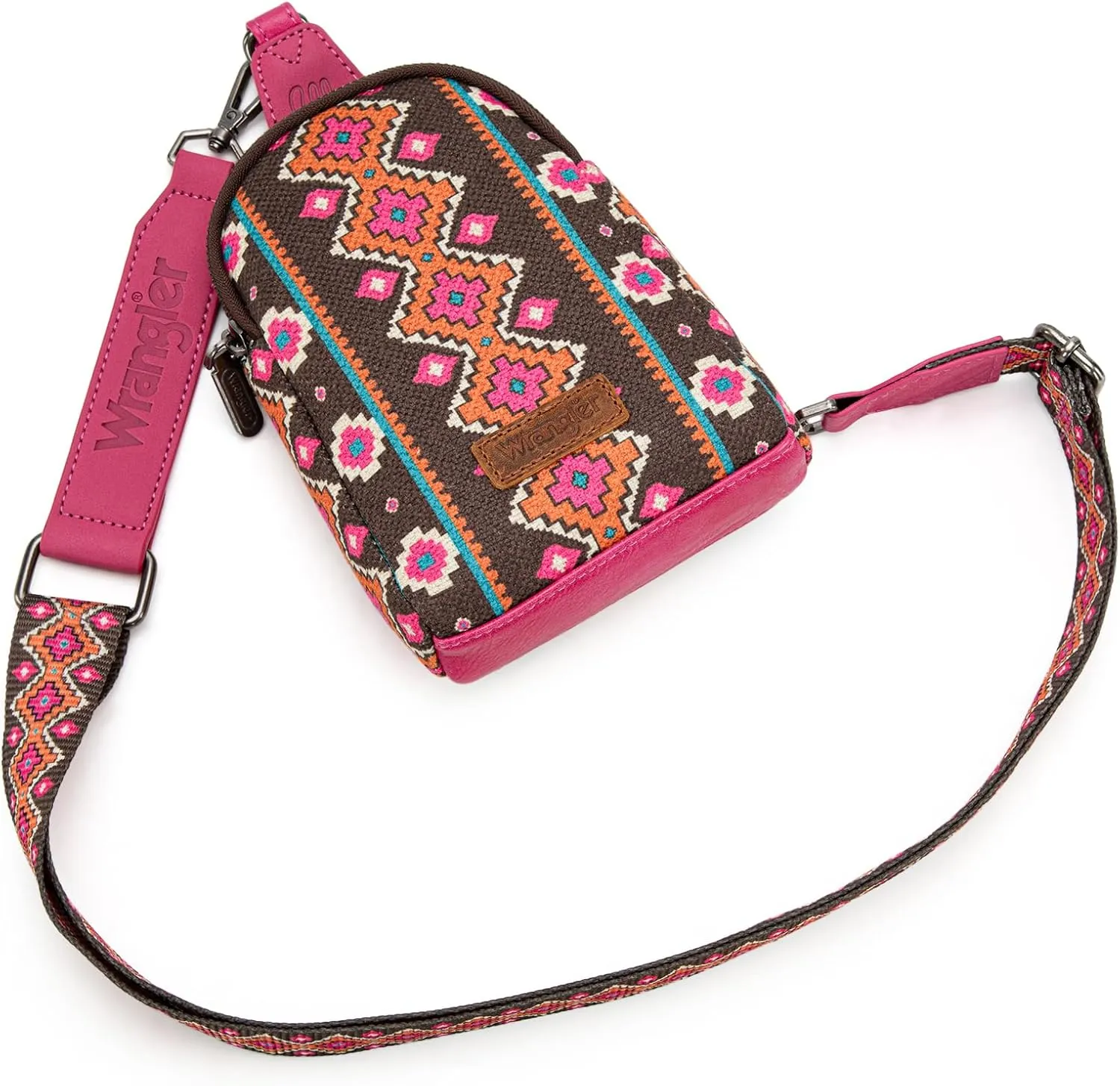 Wrangler Aztec Crossbody Sling Bags for Women Southwestern Print Purse with Detachable Strap
