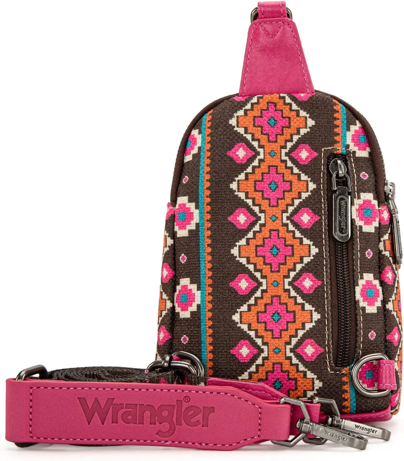 Wrangler Aztec Crossbody Sling Bags for Women Southwestern Print Purse with Detachable Strap