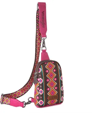 Wrangler Aztec Crossbody Sling Bags for Women Southwestern Print Purse with Detachable Strap