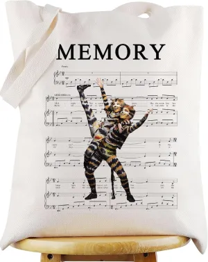 WZMPA Musical Canvas Tote Bag Cat Gift Cat Memory Shoulder Bag Theater Drama Merchandise