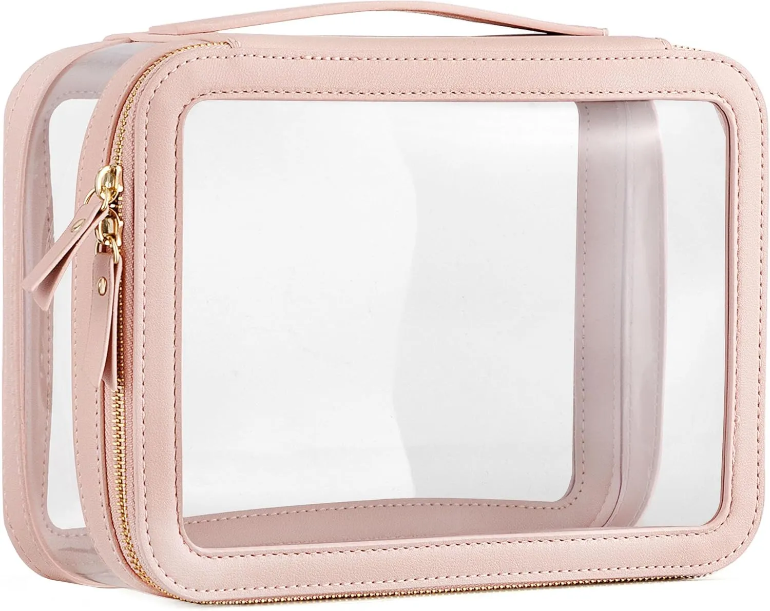X-Large Clear Makeup Bag for Women, Portable Travel Makeup Bag Organizer Waterproof Toiletry Bag Cute Makeup Bags Cosmetic Bag Makeup Pouch, Pink