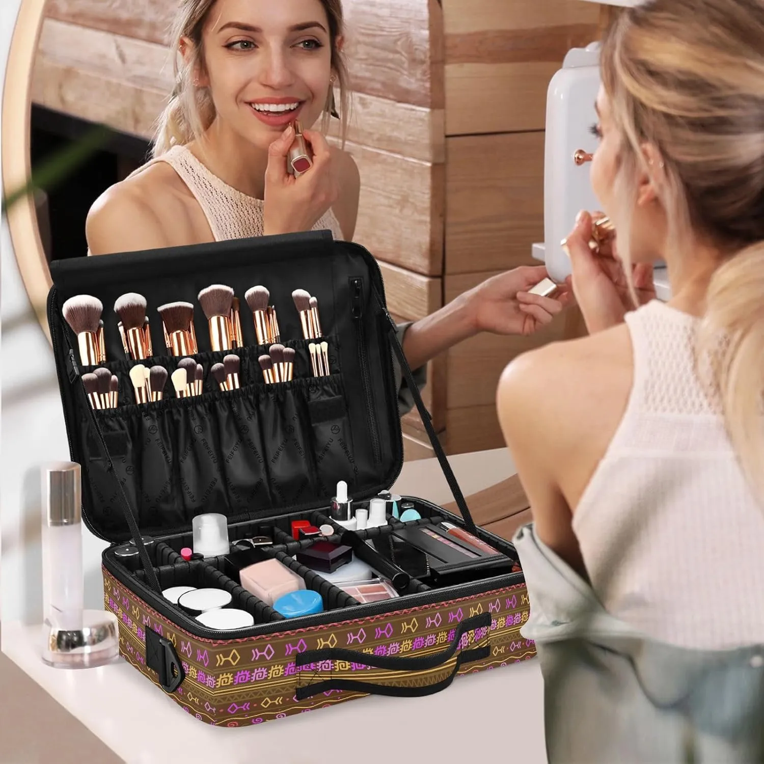 XL Hard Shell Large Portable Zipper Makeup Bag for Travel