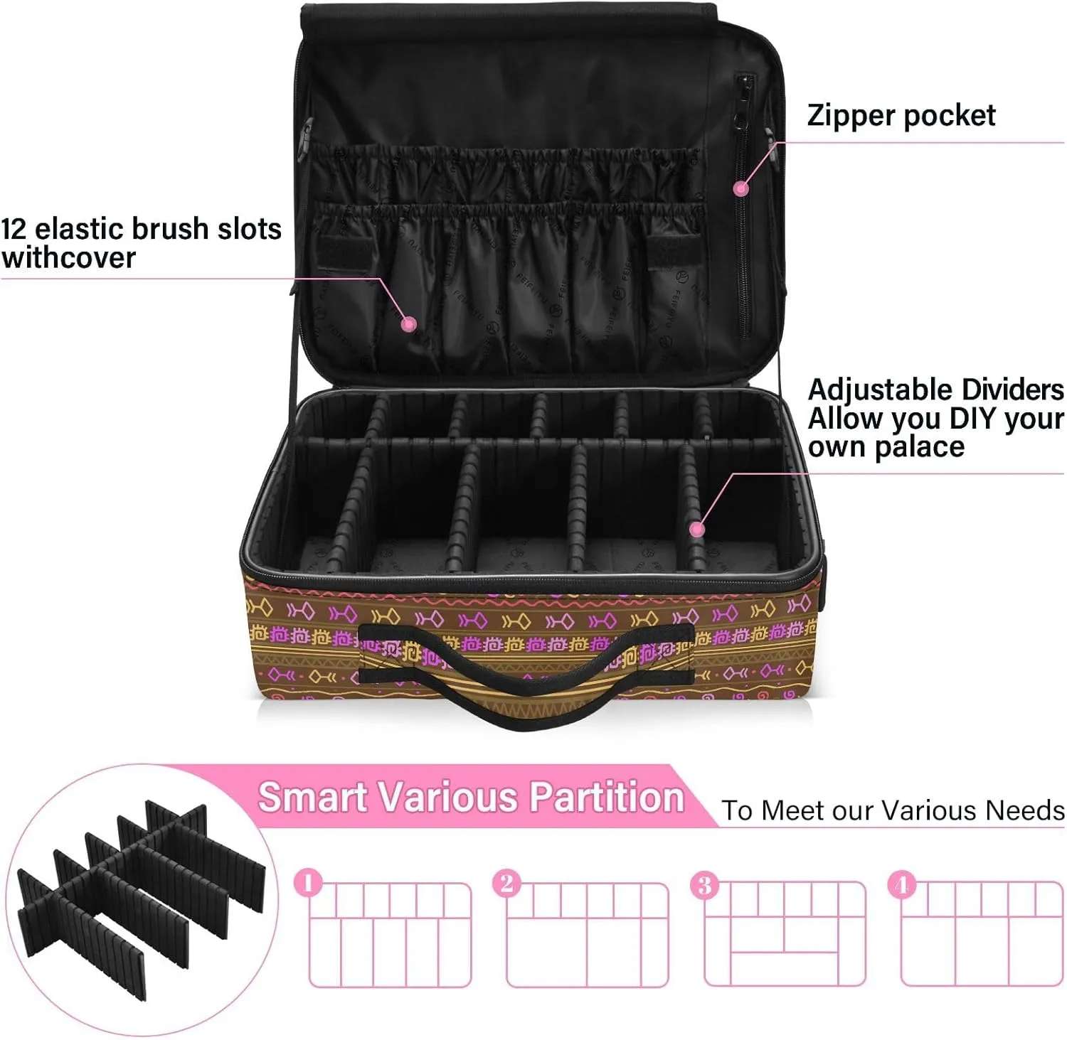 XL Hard Shell Large Portable Zipper Makeup Bag for Travel