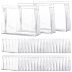 Xuniea 50 Pieces Mini Clear Makeup Bag Small Clear Zipper Pouch Travel Bag for Toiletries Plastic Cosmetic Organizer Waterproof for Women Men Vacation(11 x 7.9 x 2.8 in,Transparent)